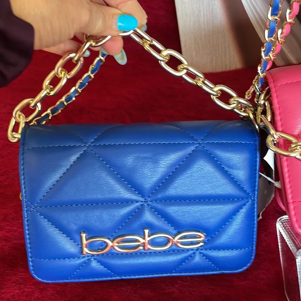 NWT BeBe  CROSSBODY BAG YELLOW OR PINK OR ELECTRIC BLUE  GOLD HRDWARE !P…